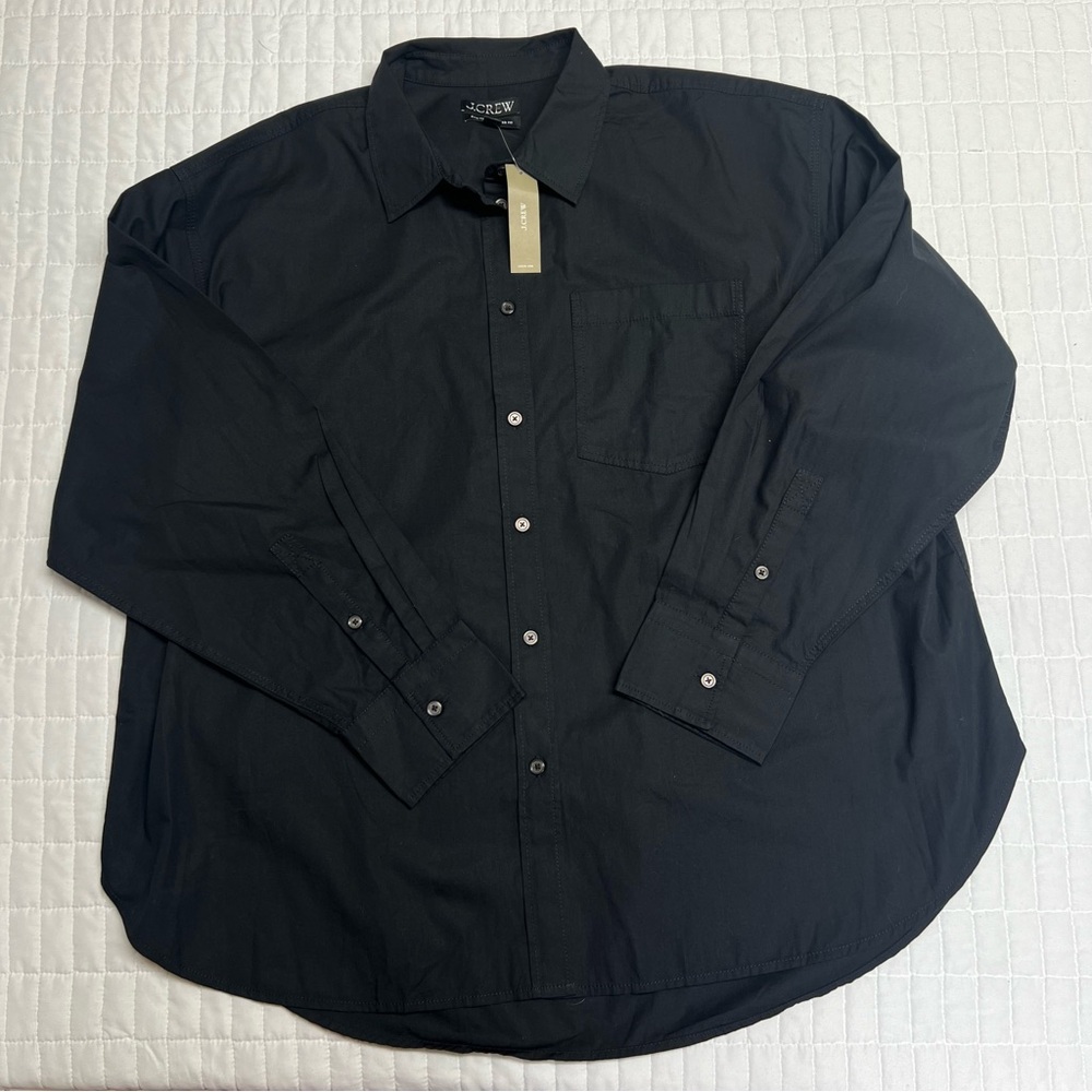 J. Crew Étienne Oversized Shirt Lightweight Oxford in Black Size Large NWT - Picture 6 of 9
